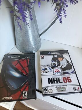 Nintendo GameCube: NHL 06 & Spider-Man Game Cases (Black, White, Red)